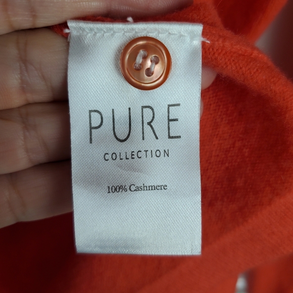 Pure Collection 100% Cashmere Women's Bright Coral Cardigan. 8/10. #0179 - Picture 4 of 10
